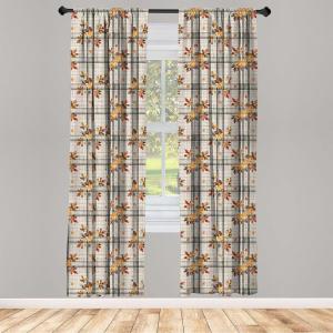 Ambesonne Geometric Window Curtains, Cultures Motif Traditional Teardrop Pattern Vintage Palette, Lightweight Decor 2-Panel Set with Rod Pocket, Pair of – 28″ x 63″, White Orange(Pale Grey Apricot Brown)