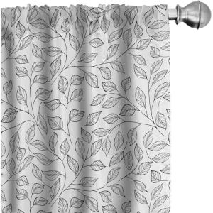 Ambesonne Geometric Window Curtains, Cultures Motif Traditional Teardrop Pattern Vintage Palette, Lightweight Decor 2-Panel Set with Rod Pocket, Pair of – 28″ x 63″, White Orange(Charcoal and White)