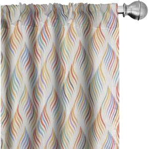Ambesonne Geometric Window Curtains, Cultures Motif Traditional Teardrop Pattern Vintage Palette, Lightweight Decor 2-Panel Set with Rod Pocket, Pair of – 28″ x 63″, White Orange(Yellow Pink)