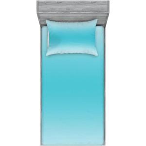 Ambesonne Gnome Fitted Sheet & Pillow Sham Set, Elf Tomte Standing on Snow on The Winter Finnish Christmas Theme, Decorative Printed 3 Piece Bedding Decor Set, Queen, Mint Green Pale Blue(Turquoise)