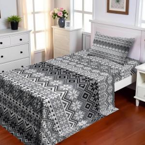 Ambesonne Holiday Flat Sheet, Various Different Snowflakes with Rich Details Christmas Season in Wintertime, Soft Comfortable Top Sheet Decorative Bedding 1 Piece, Queen Size, White and Vermilion(Grey White Black)