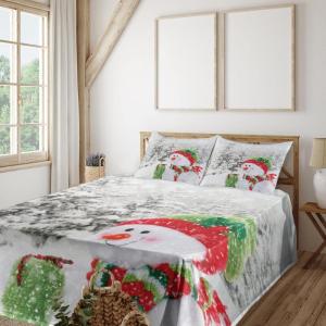 Ambesonne Holiday Flat Sheet, Various Different Snowflakes with Rich Details Christmas Season in Wintertime, Soft Comfortable Top Sheet Decorative Bedding 1 Piece, Queen Size, White and Vermilion(White and Red)