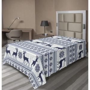 Ambesonne Holiday Flat Sheet, Various Different Snowflakes with Rich Details Christmas Season in Wintertime, Soft Comfortable Top Sheet Decorative Bedding 1 Piece, Queen Size, White and Vermilion(Pale Blue Dark Blue)
