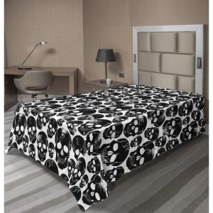 Ambesonne Holiday Flat Sheet, Various Different Snowflakes with Rich Details Christmas Season in Wintertime, Soft Comfortable Top Sheet Decorative Bedding 1 Piece, Queen Size, White and Vermilion(Black White)