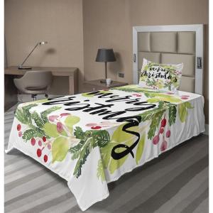 Ambesonne Holiday Flat Sheet, Various Different Snowflakes with Rich Details Christmas Season in Wintertime, Soft Comfortable Top Sheet Decorative Bedding 1 Piece, Queen Size, White and Vermilion(Black Green White)