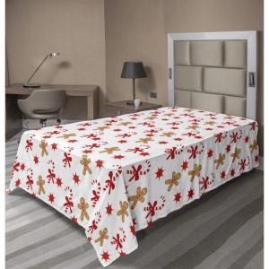 Ambesonne Holiday Flat Sheet, Various Different Snowflakes with Rich Details Christmas Season in Wintertime, Soft Comfortable Top Sheet Decorative Bedding 1 Piece, Queen Size, White and Vermilion(Sand Brown Orange)