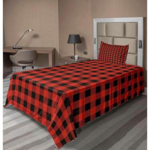 Ambesonne Holiday Flat Sheet, Various Different Snowflakes with Rich Details Christmas Season in Wintertime, Soft Comfortable Top Sheet Decorative Bedding 1 Piece, Queen Size, White and Vermilion(Orange Black)