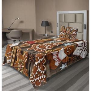 Ambesonne Holiday Flat Sheet, Various Different Snowflakes with Rich Details Christmas Season in Wintertime, Soft Comfortable Top Sheet Decorative Bedding 1 Piece, Queen Size, White and Vermilion(Umber Pale Brown White)