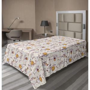 Ambesonne Holiday Flat Sheet, Various Different Snowflakes with Rich Details Christmas Season in Wintertime, Soft Comfortable Top Sheet Decorative Bedding 1 Piece, Queen Size, White and Vermilion(Dried Rose Pale Orange)