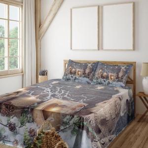 Ambesonne Holiday Flat Sheet, Various Different Snowflakes with Rich Details Christmas Season in Wintertime, Soft Comfortable Top Sheet Decorative Bedding 1 Piece, Queen Size, White and Vermilion(Khaki and Grey)