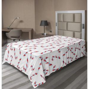 Ambesonne Holiday Flat Sheet, Various Different Snowflakes with Rich Details Christmas Season in Wintertime, Soft Comfortable Top Sheet Decorative Bedding 1 Piece, Queen Size, White and Vermilion(Orange and Blue)