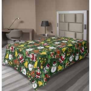 Ambesonne Holiday Flat Sheet, Various Different Snowflakes with Rich Details Christmas Season in Wintertime, Soft Comfortable Top Sheet Decorative Bedding 1 Piece, Queen Size, White and Vermilion(Green Multicolor)
