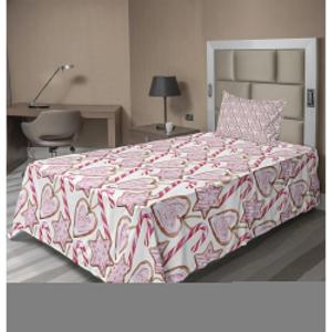 Ambesonne Holiday Flat Sheet, Various Different Snowflakes with Rich Details Christmas Season in Wintertime, Soft Comfortable Top Sheet Decorative Bedding 1 Piece, Queen Size, White and Vermilion(Pale Pink Brown Pink)