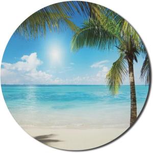 Ambesonne Island Computer Mouse Pad, White Coral Sand Seven Mile Beach in Grand Cayman Island Art Print, Rectangle Non-Slip Rubber Mousepad Large, 31″ x 12″ Gaming Size, Sky Blue and Brown Black(Aqua Coconut Green)