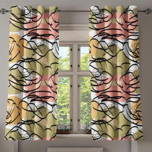 Ambesonne Jungle Boho Grommet Curtain, Dreamy Silhouettes of Leafy Scene with Neutral Colors Grunge Art, Decorative 2-Panel Window Drapes for Bedroom Living Room, 50″ x 54″, Yellow Green Apple Green(Pale Olive Green Apricot)