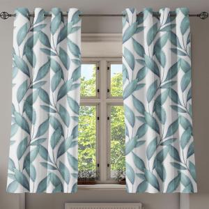 Ambesonne Jungle Boho Grommet Curtain, Dreamy Silhouettes of Leafy Scene with Neutral Colors Grunge Art, Decorative 2-Panel Window Drapes for Bedroom Living Room, 50″ x 54″, Yellow Green Apple Green(Blue Eggshell)