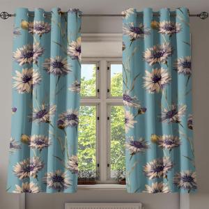 Ambesonne Jungle Boho Grommet Curtain, Dreamy Silhouettes of Leafy Scene with Neutral Colors Grunge Art, Decorative 2-Panel Window Drapes for Bedroom Living Room, 50″ x 54″, Yellow Green Apple Green(Cadet Blue Plum and Camel)