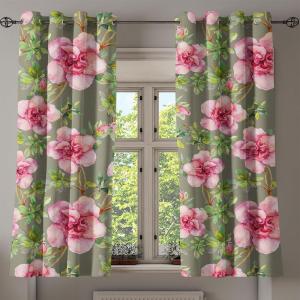 Ambesonne Jungle Boho Grommet Curtain, Dreamy Silhouettes of Leafy Scene with Neutral Colors Grunge Art, Decorative 2-Panel Window Drapes for Bedroom Living Room, 50″ x 54″, Yellow Green Apple Green(Pale Pink Fern Green)