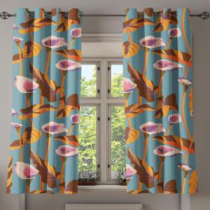 Ambesonne Jungle Boho Grommet Curtain, Dreamy Silhouettes of Leafy Scene with Neutral Colors Grunge Art, Decorative 2-Panel Window Drapes for Bedroom Living Room, 50″ x 54″, Yellow Green Apple Green(Cadet Blue Fuchsia Orange)