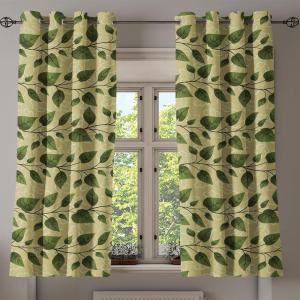 Ambesonne Jungle Boho Grommet Curtain, Dreamy Silhouettes of Leafy Scene with Neutral Colors Grunge Art, Decorative 2-Panel Window Drapes for Bedroom Living Room, 50″ x 54″, Yellow Green Apple Green(Avocado Green and Fern Green)