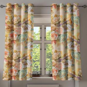 Ambesonne Jungle Boho Grommet Curtain, Dreamy Silhouettes of Leafy Scene with Neutral Colors Grunge Art, Decorative 2-Panel Window Drapes for Bedroom Living Room, 50″ x 54″, Yellow Green Apple Green(Beige Caramel Salmon)