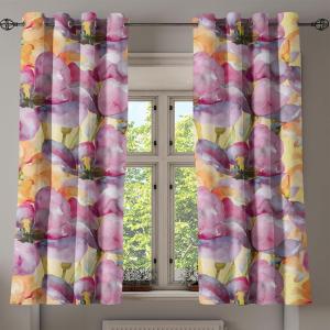Ambesonne Jungle Boho Grommet Curtain, Dreamy Silhouettes of Leafy Scene with Neutral Colors Grunge Art, Decorative 2-Panel Window Drapes for Bedroom Living Room, 50″ x 54″, Yellow Green Apple Green(Pale Purple and Apricot)