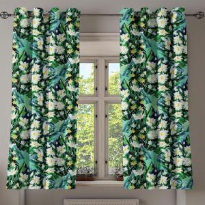 Ambesonne Jungle Boho Grommet Curtain, Dreamy Silhouettes of Leafy Scene with Neutral Colors Grunge Art, Decorative 2-Panel Window Drapes for Bedroom Living Room, 50″ x 54″, Yellow Green Apple Green(Green Mustard and Dark Teal)