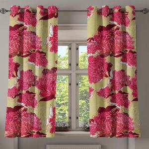 Ambesonne Jungle Boho Grommet Curtain, Dreamy Silhouettes of Leafy Scene with Neutral Colors Grunge Art, Decorative 2-Panel Window Drapes for Bedroom Living Room, 50″ x 54″, Yellow Green Apple Green(Dark Coral and Apple Green)