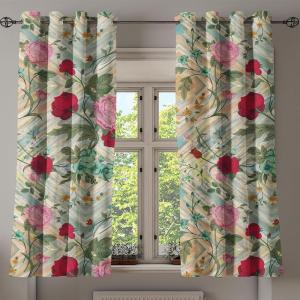 Ambesonne Jungle Boho Grommet Curtain, Dreamy Silhouettes of Leafy Scene with Neutral Colors Grunge Art, Decorative 2-Panel Window Drapes for Bedroom Living Room, 50″ x 54″, Yellow Green Apple Green(Pink and Multicolor)