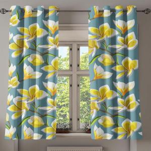 Ambesonne Jungle Boho Grommet Curtain, Dreamy Silhouettes of Leafy Scene with Neutral Colors Grunge Art, Decorative 2-Panel Window Drapes for Bedroom Living Room, 50″ x 54″, Yellow Green Apple Green(Mustard Cadet Blue White)