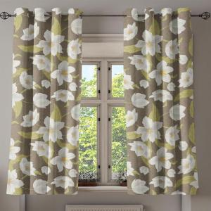 Ambesonne Jungle Boho Grommet Curtain, Dreamy Silhouettes of Leafy Scene with Neutral Colors Grunge Art, Decorative 2-Panel Window Drapes for Bedroom Living Room, 50″ x 54″, Yellow Green Apple Green(Apple Green Eggshell)