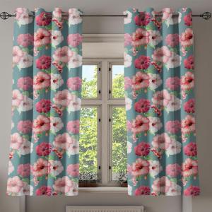 Ambesonne Jungle Boho Grommet Curtain, Dreamy Silhouettes of Leafy Scene with Neutral Colors Grunge Art, Decorative 2-Panel Window Drapes for Bedroom Living Room, 50″ x 54″, Yellow Green Apple Green(Dark Pink Cadet Blue)