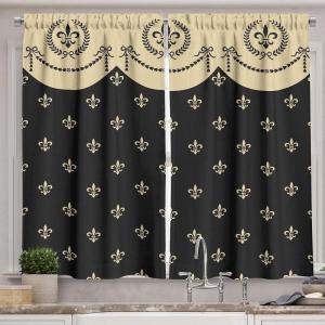 Ambesonne Kitchen Decor Collection, Sunset View on The Beach Shore Waves Surf Modern Home Decor Rocks Boats Sea Scenery, Window Treatments for Kitchen Curtains 2 Panels, 55X39 Inches, Blue Orange(Charcoal Grey)