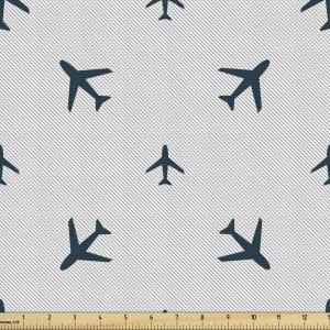 Ambesonne Mid Century Fabric by The Yard, Abstract Christmas Holiday Tree Illustrations Inspired by The Fifties, Decorative Fabric for Upholstery and Home Accents, 3 Yards, Black Yellow(Petrol Blue)