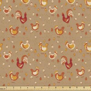 Ambesonne Mid Century Fabric by The Yard, Abstract Christmas Holiday Tree Illustrations Inspired by The Fifties, Decorative Fabric for Upholstery and Home Accents, 3 Yards, Black Yellow(Camel Vermilion)