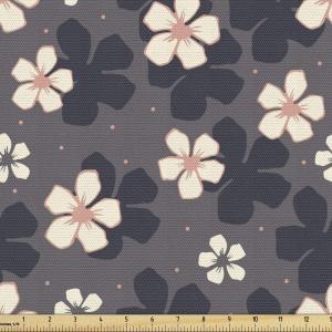 Ambesonne Mid Century Fabric by The Yard, Abstract Christmas Holiday Tree Illustrations Inspired by The Fifties, Decorative Fabric for Upholstery and Home Accents, 3 Yards, Black Yellow(Grey Blush)
