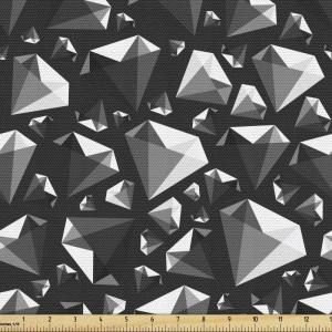 Ambesonne Mid Century Fabric by The Yard, Abstract Christmas Holiday Tree Illustrations Inspired by The Fifties, Decorative Fabric for Upholstery and Home Accents, 3 Yards, Black Yellow(White Grey)
