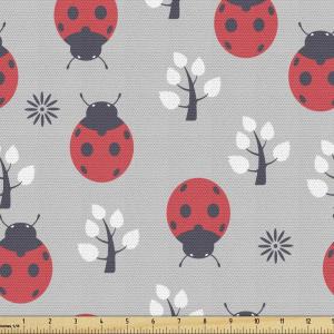 Ambesonne Mid Century Fabric by The Yard, Abstract Christmas Holiday Tree Illustrations Inspired by The Fifties, Decorative Fabric for Upholstery and Home Accents, 3 Yards, Black Yellow(Coral Black)