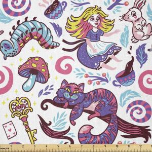 Ambesonne Mid Century Fabric by The Yard, Abstract Christmas Holiday Tree Illustrations Inspired by The Fifties, Decorative Fabric for Upholstery and Home Accents, 3 Yards, Black Yellow(Purple Pink)
