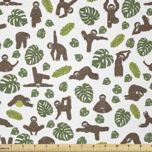 Ambesonne Mid Century Fabric by The Yard, Abstract Christmas Holiday Tree Illustrations Inspired by The Fifties, Decorative Fabric for Upholstery and Home Accents, 3 Yards, Black Yellow(Umber Olive Green)