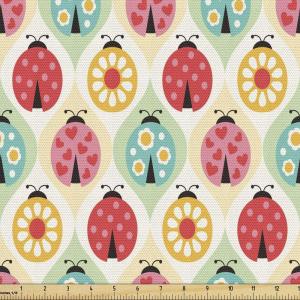Ambesonne Mid Century Fabric by The Yard, Abstract Christmas Holiday Tree Illustrations Inspired by The Fifties, Decorative Fabric for Upholstery and Home Accents, 3 Yards, Black Yellow(Blush White)