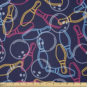 Ambesonne Mid Century Fabric by The Yard, Abstract Christmas Holiday Tree Illustrations Inspired by The Fifties, Decorative Fabric for Upholstery and Home Accents, 3 Yards, Black Yellow(Dark Blue)