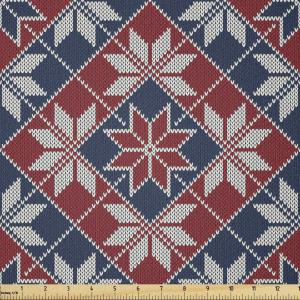 Ambesonne Mid Century Fabric by The Yard, Abstract Christmas Holiday Tree Illustrations Inspired by The Fifties, Decorative Fabric for Upholstery and Home Accents, 3 Yards, Black Yellow(Blue Coconut)