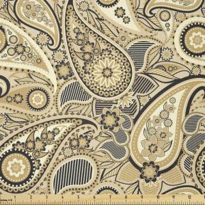 Ambesonne Mid Century Fabric by The Yard, Abstract Christmas Holiday Tree Illustrations Inspired by The Fifties, Decorative Fabric for Upholstery and Home Accents, 3 Yards, Black Yellow(Charcoal and White)