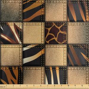 Ambesonne Mid Century Fabric by The Yard, Abstract Christmas Holiday Tree Illustrations Inspired by The Fifties, Decorative Fabric for Upholstery and Home Accents, 3 Yards, Black Yellow(Brown Black)