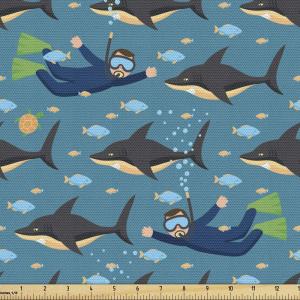 Ambesonne Mid Century Fabric by The Yard, Abstract Christmas Holiday Tree Illustrations Inspired by The Fifties, Decorative Fabric for Upholstery and Home Accents, 3 Yards, Black Yellow(Grey Petrol)