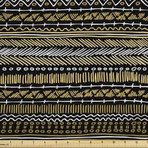 Ambesonne Mid Century Fabric by The Yard, Abstract Christmas Holiday Tree Illustrations Inspired by The Fifties, Decorative Fabric for Upholstery and Home Accents, 3 Yards, Black Yellow(Pale Coffee Charcoal Grey)