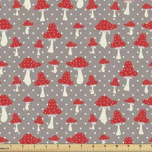 Ambesonne Mid Century Fabric by The Yard, Abstract Christmas Holiday Tree Illustrations Inspired by The Fifties, Decorative Fabric for Upholstery and Home Accents, 3 Yards, Black Yellow(Taupe Cream)