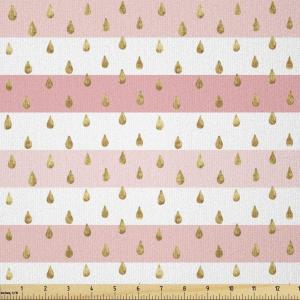 Ambesonne Mid Century Fabric by The Yard, Abstract Christmas Holiday Tree Illustrations Inspired by The Fifties, Decorative Fabric for Upholstery and Home Accents, 3 Yards, Black Yellow(Pink White and Amber)