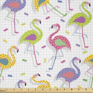 Ambesonne Mid Century Fabric by The Yard, Abstract Christmas Holiday Tree Illustrations Inspired by The Fifties, Decorative Fabric for Upholstery and Home Accents, 3 Yards, Black Yellow(Green Purple)